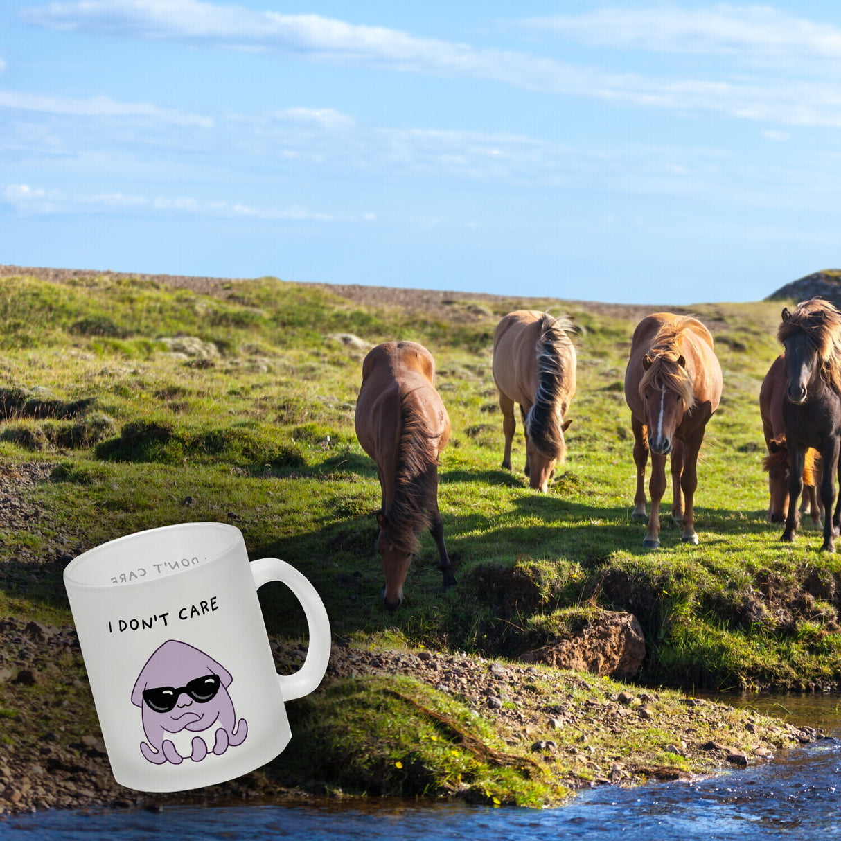 Jelly & Friends Tintenfisch Kaffeebecher mit Spruch I don‘t care