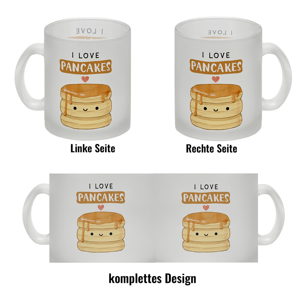 Pancake Kaffeebecher mit Spruch I love pancakes