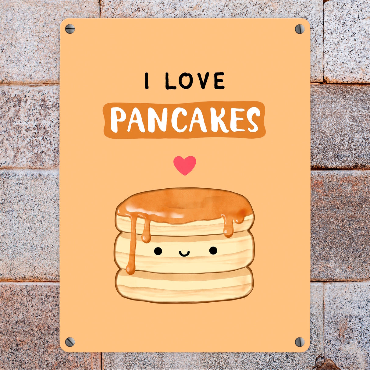 Pancake Metallschild in 15x20 cm mit Spruch I love pancakes
