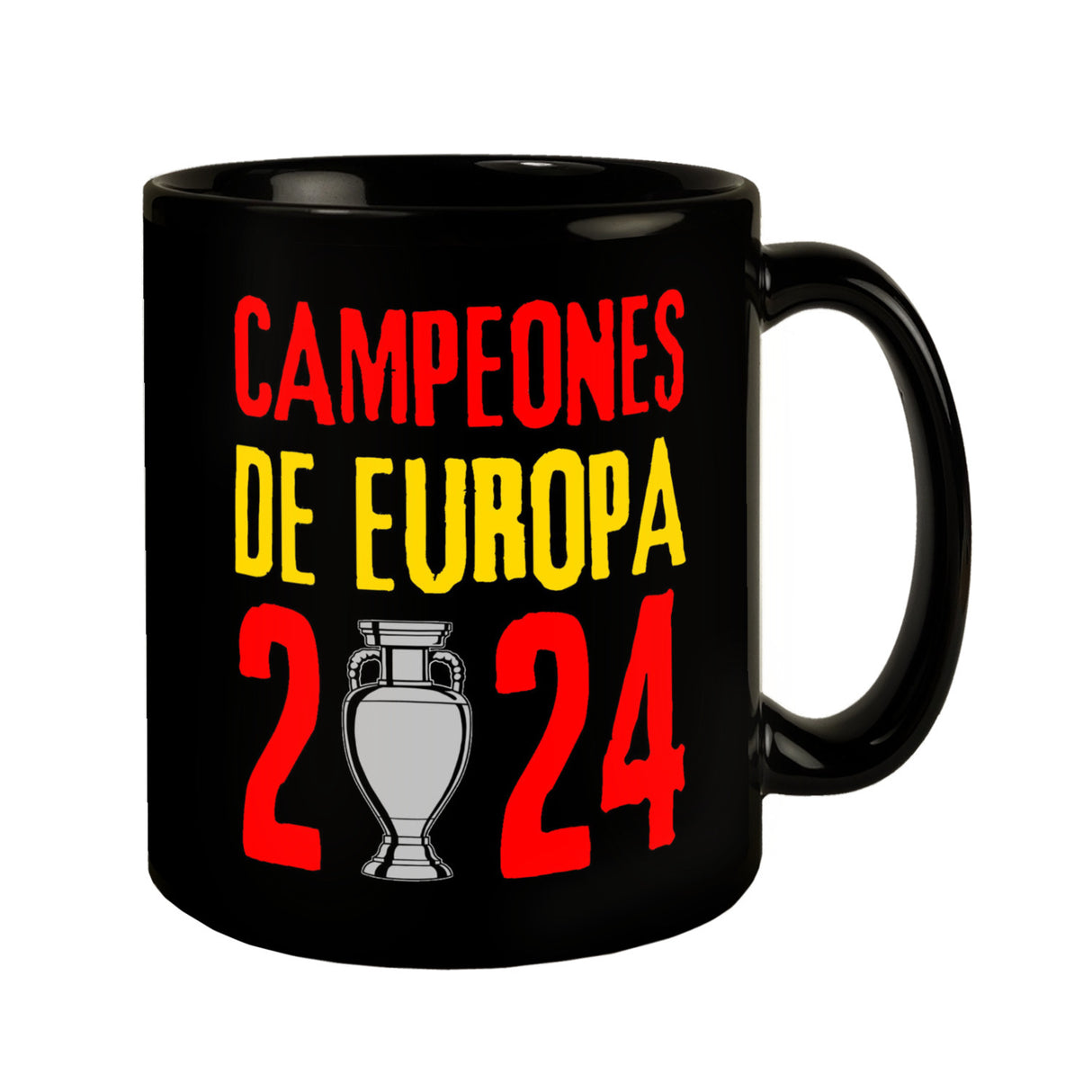 Spanien Europameister 2024 Tasse in Schwarz mit Spruch Campeones de Europa 2024