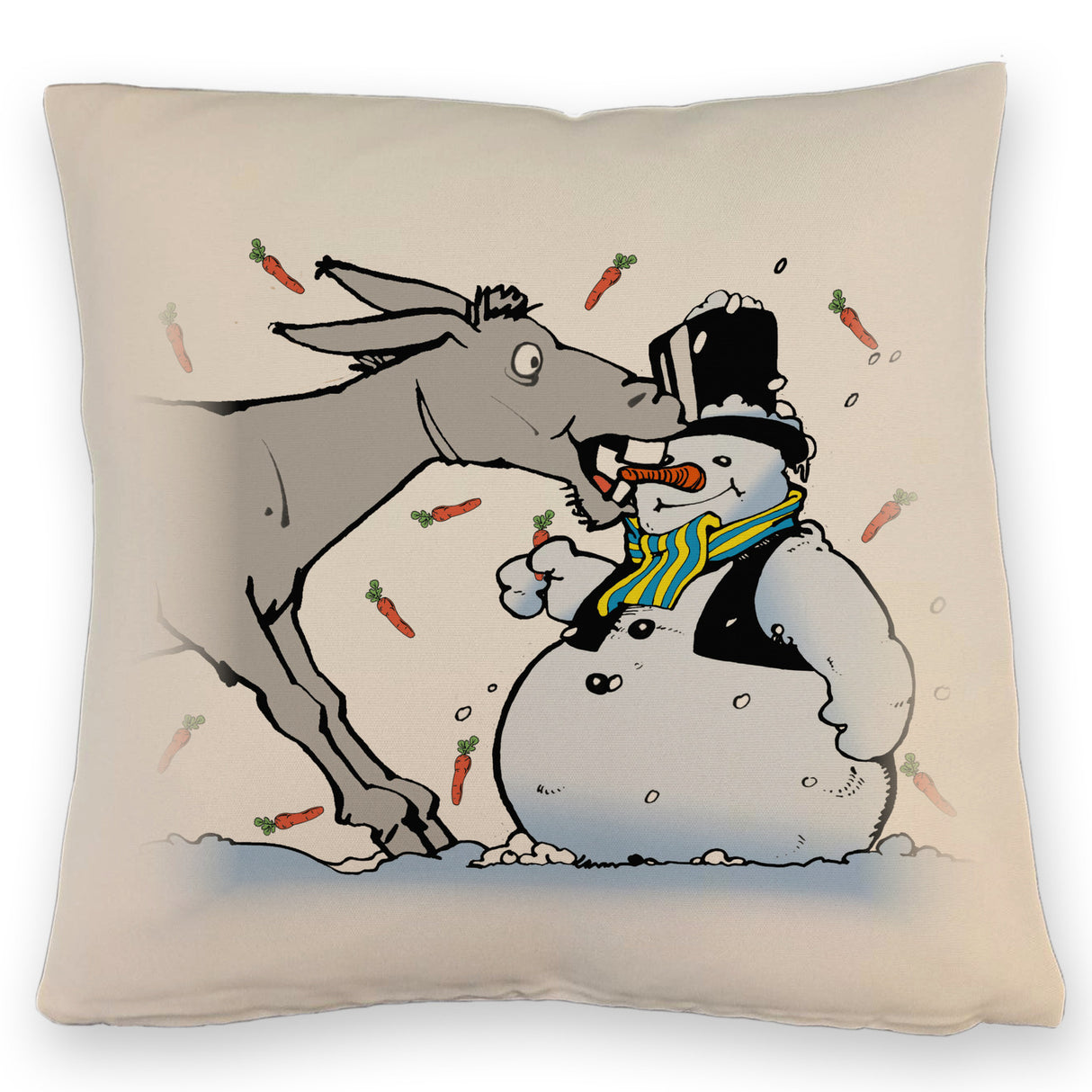Kissen Schneemann & Esel - Weihnachtsdeko mit Humor