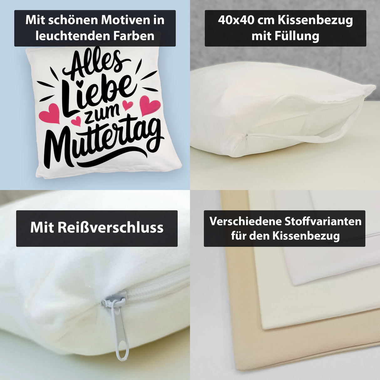 Alles Liebe zum Muttertag Kissen mit Herzen