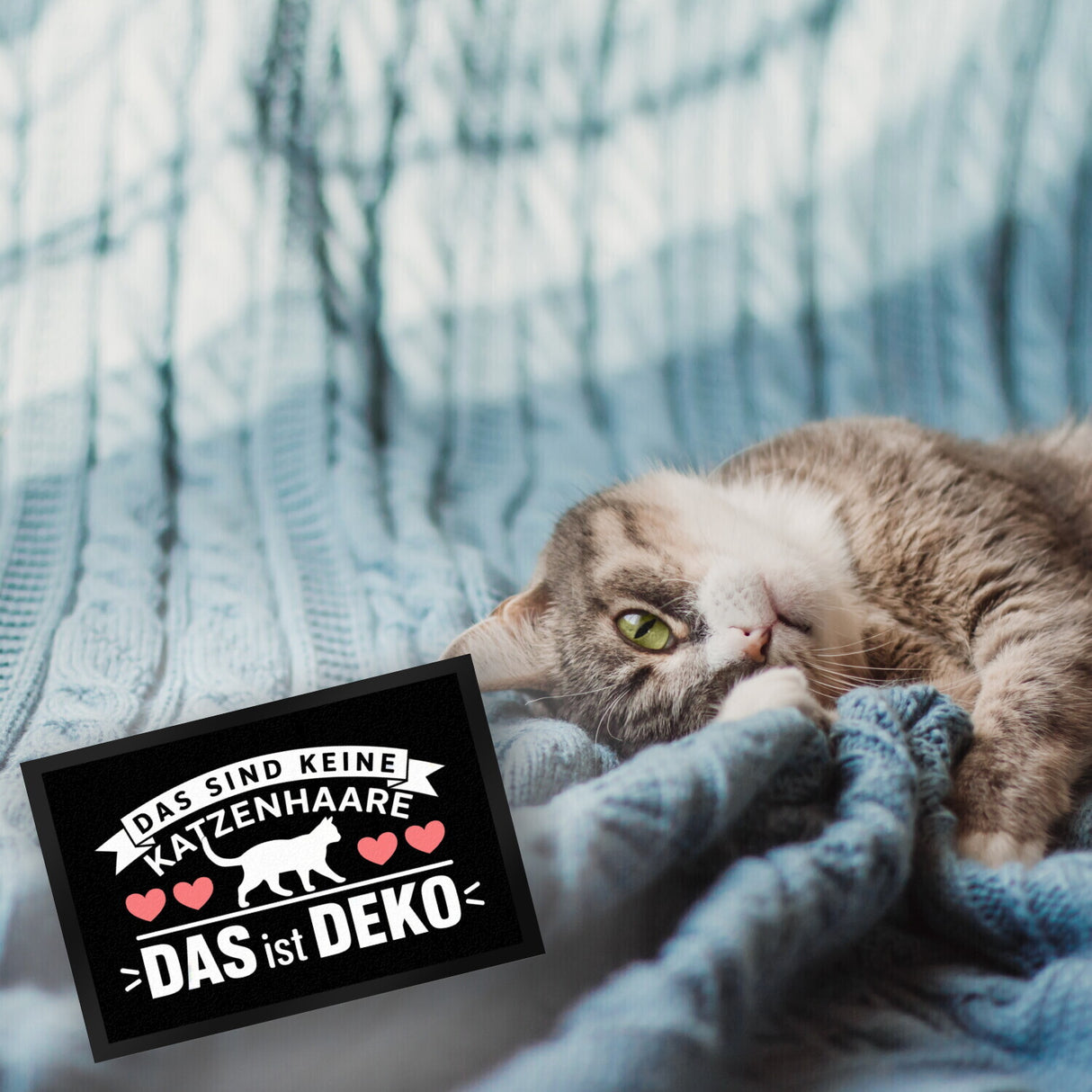 Keine Katzenhaare nur Deko Katzen Fußmatte in 35x50 cm
