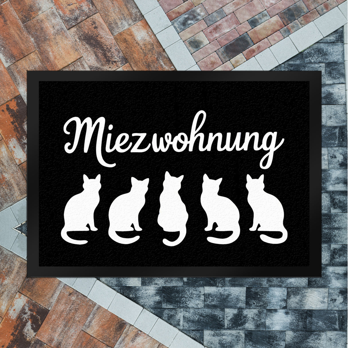 Miezwohnung Katzen Silhouetten Fußmatte in 35x50 cm für Katzenfans