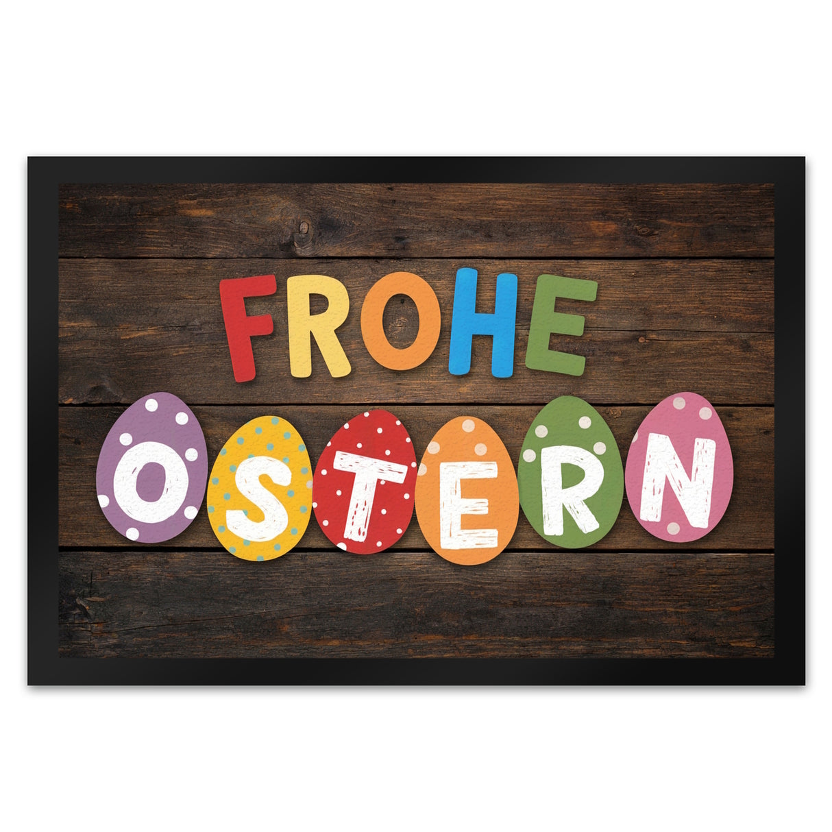 Fröhliche Ostern Fußmatte in 35x50 cm mit bunten Eiern
