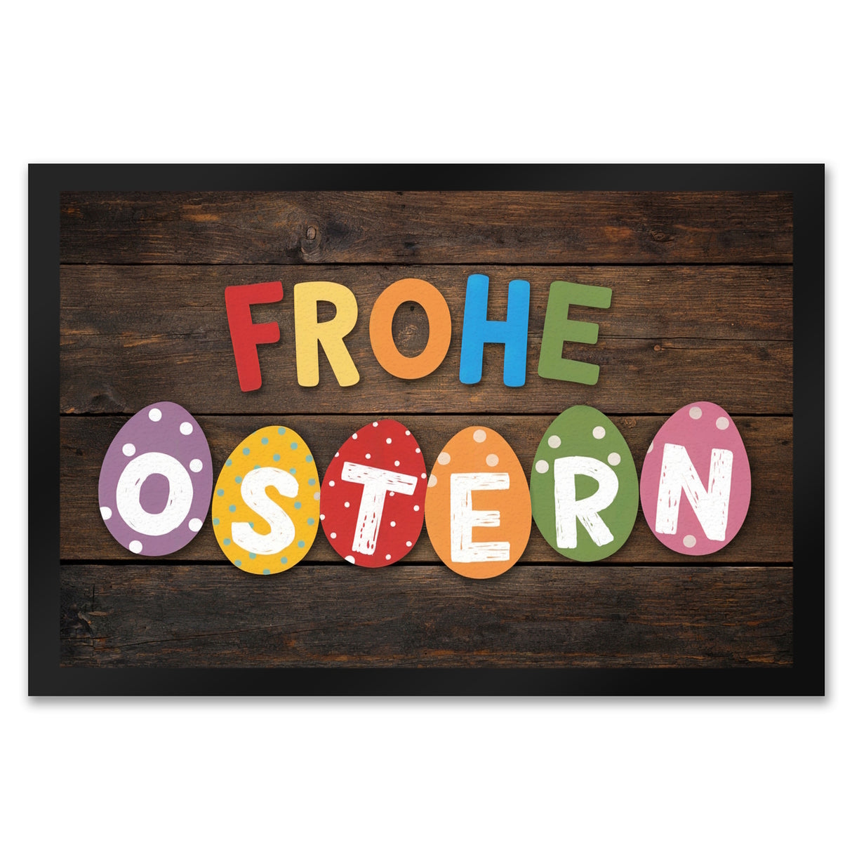 Fröhliche Ostern Fußmatte in 35x50 cm mit bunten Eiern
