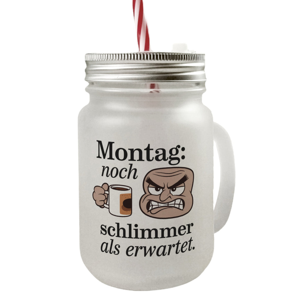 Montag ist schlimmer als gedacht Trinkglas mit Bambusdeckel