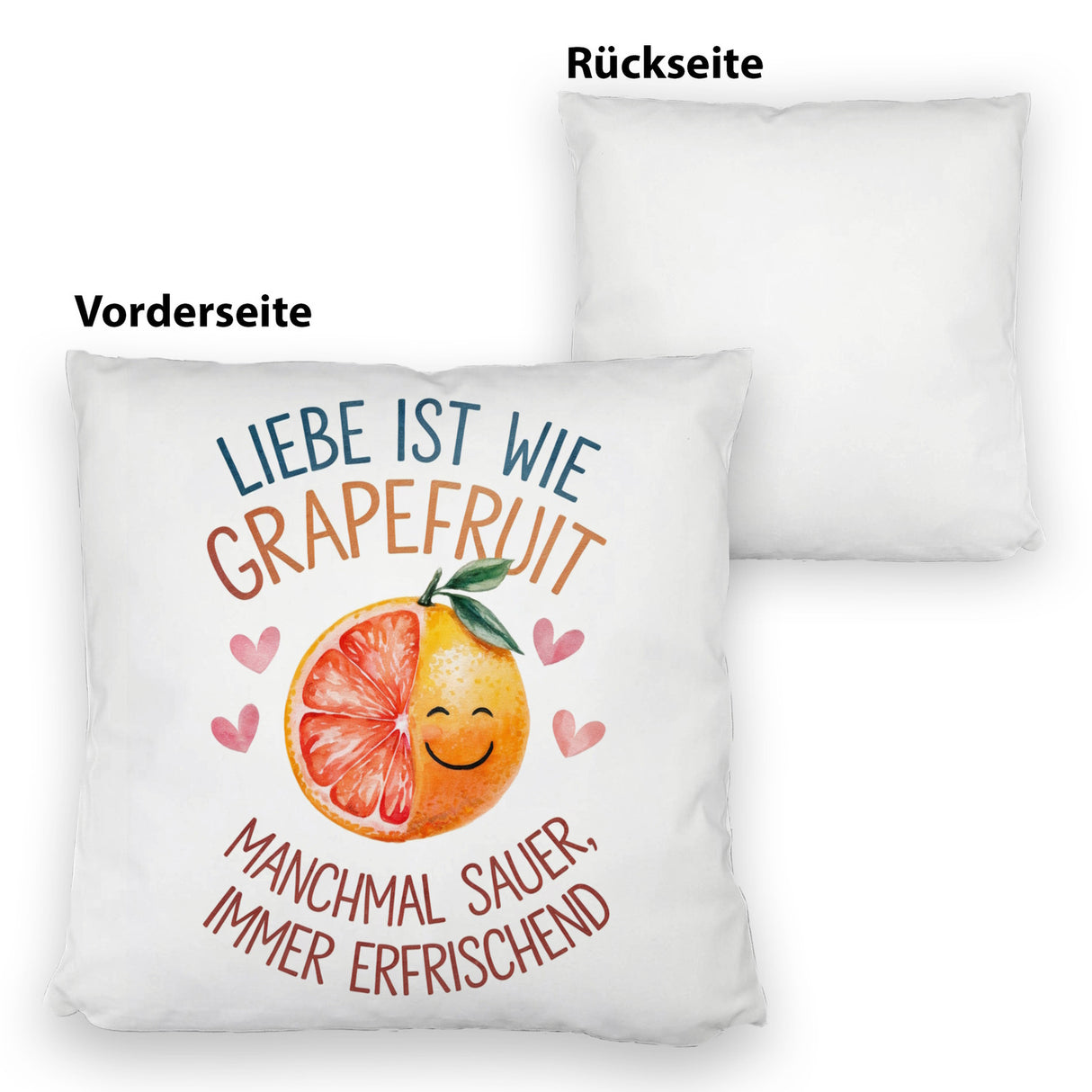 Grapefruit Kissen Liebe ist erfrischend