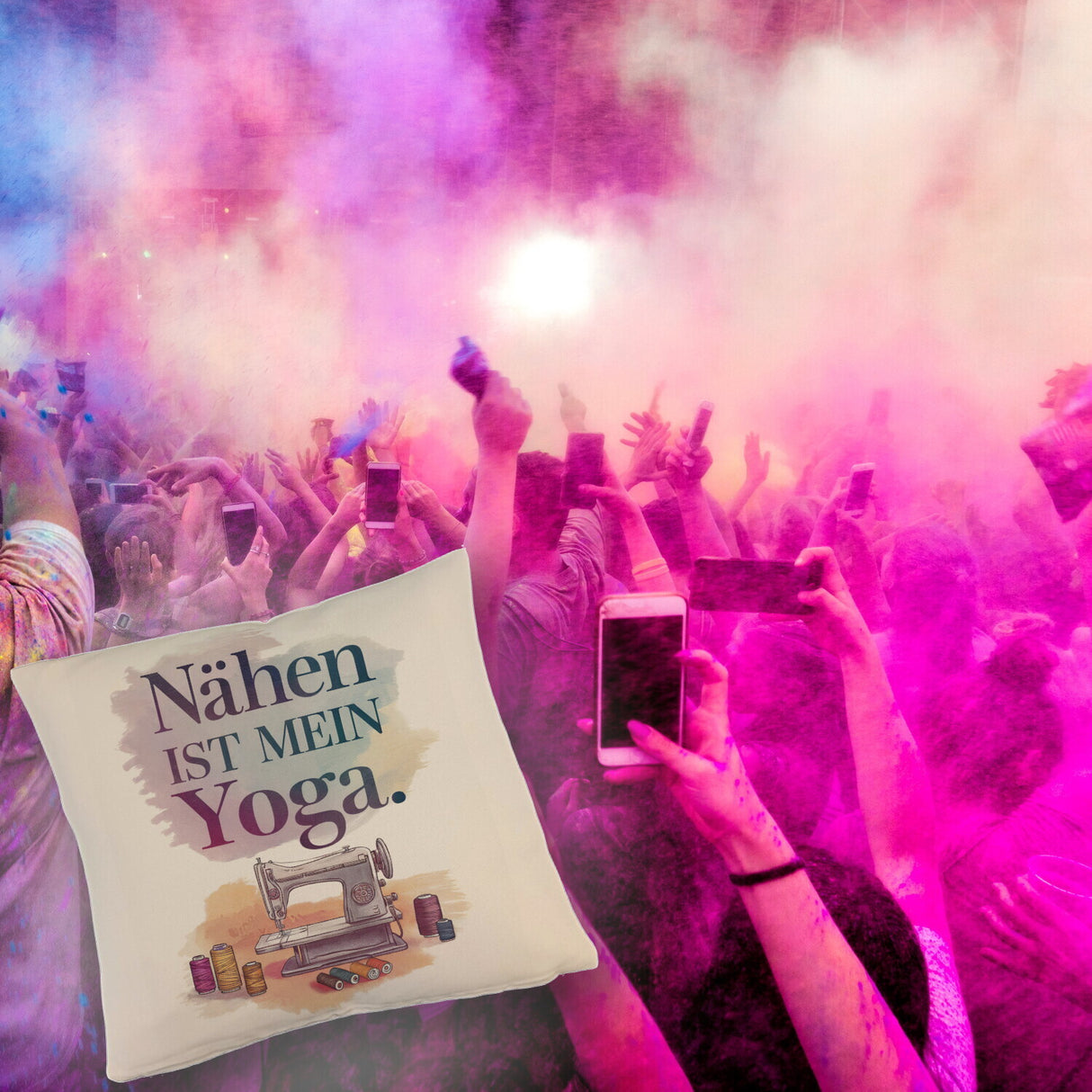 Nähen ist mein Yoga Kissen mit Nähmaschine