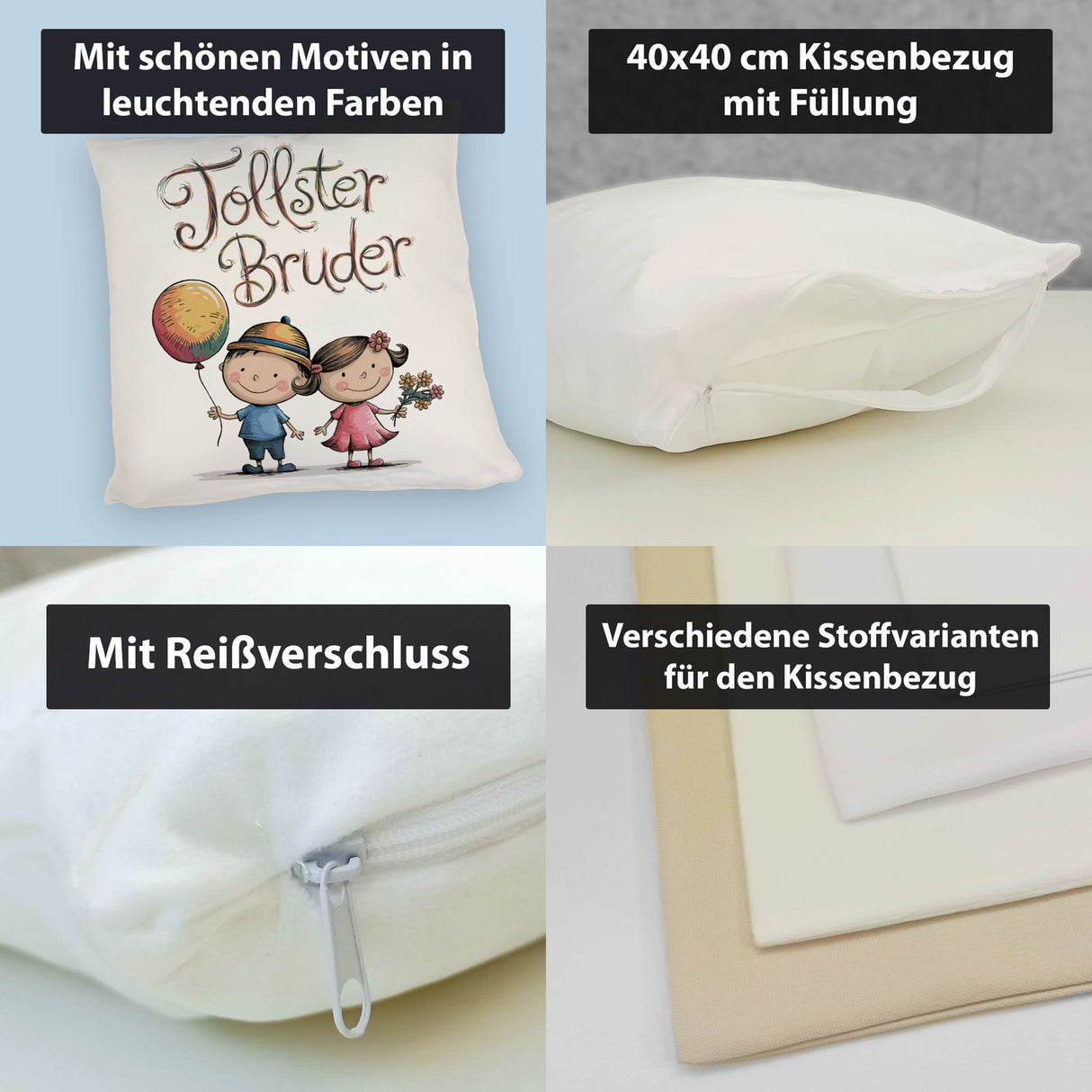 Tollster Bruder Cartoon Kissen für Geschwister