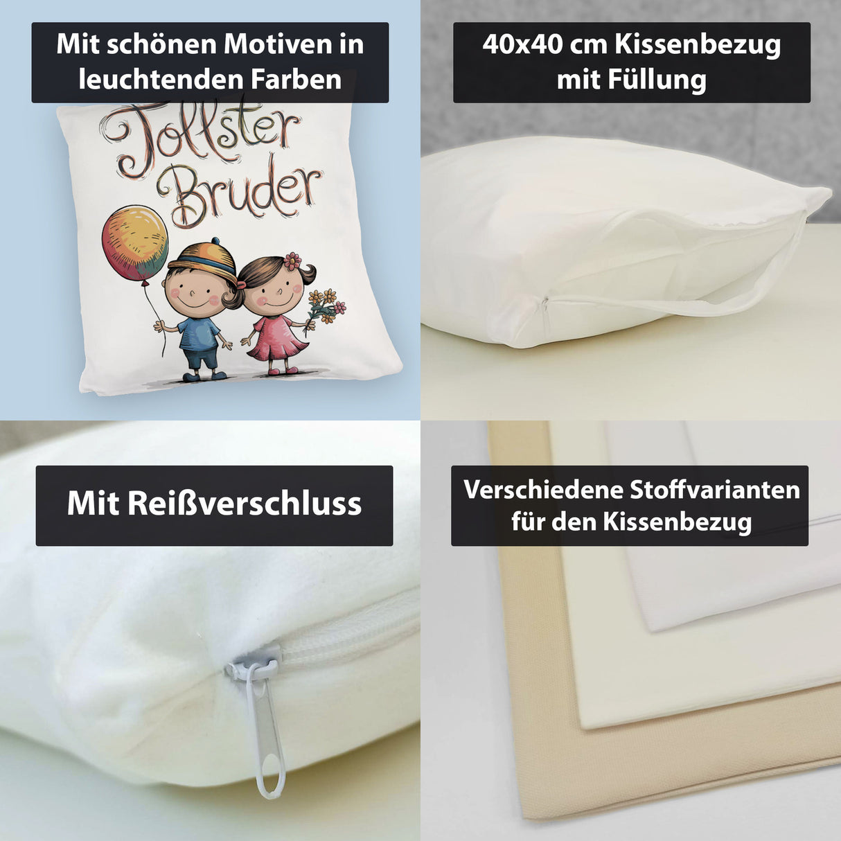 Tollster Bruder Cartoon Kissen für Geschwister