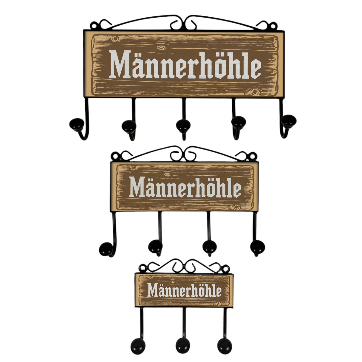 Männerhöhle Kleiderhaken Leiste mit 3 Haken