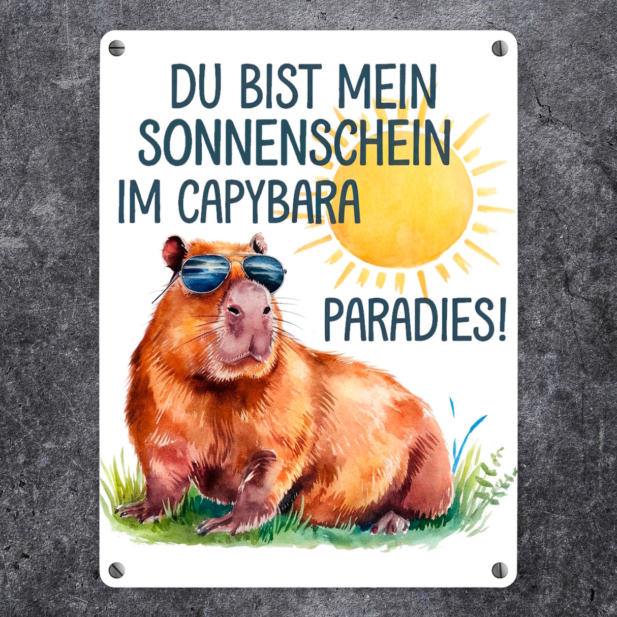 Capybara mit Sonnenbrille Metallschild in 15x20 cm Mein Sonnenschein