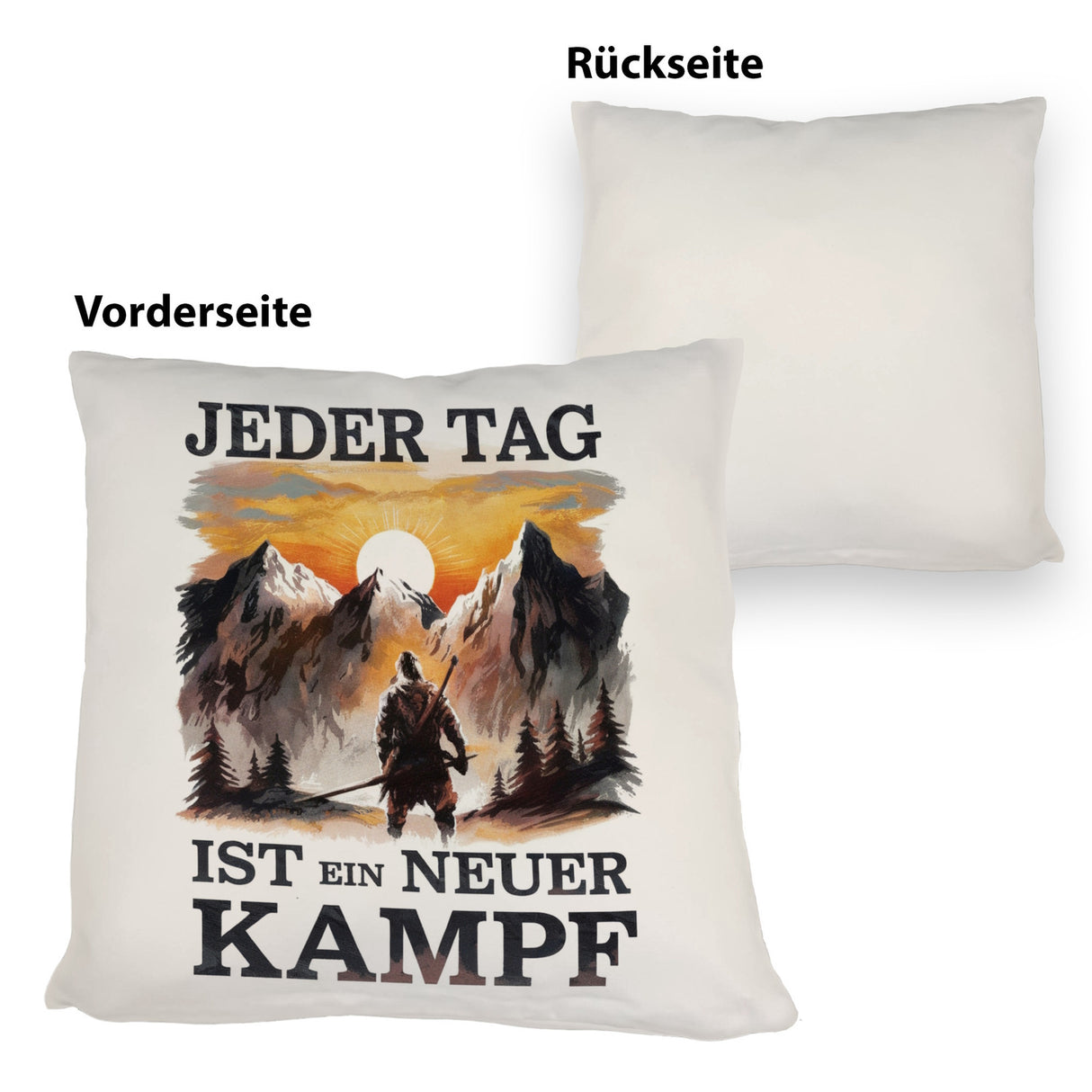 Jeder Tag ein neuer Kampf Kissen - Berge im Sonnenuntergang