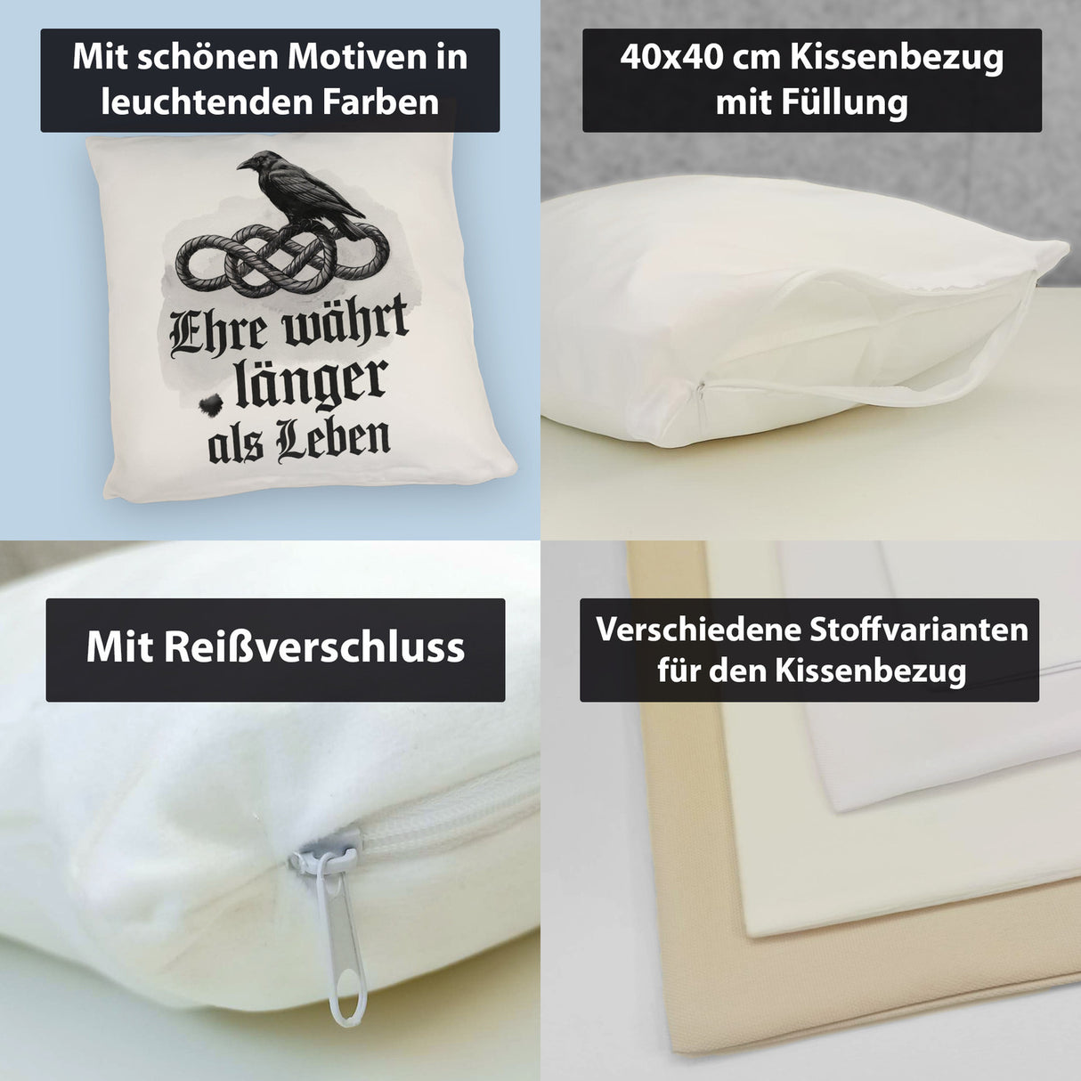 Ehre währt länger als Leben Kissen - Rabe auf Knoten