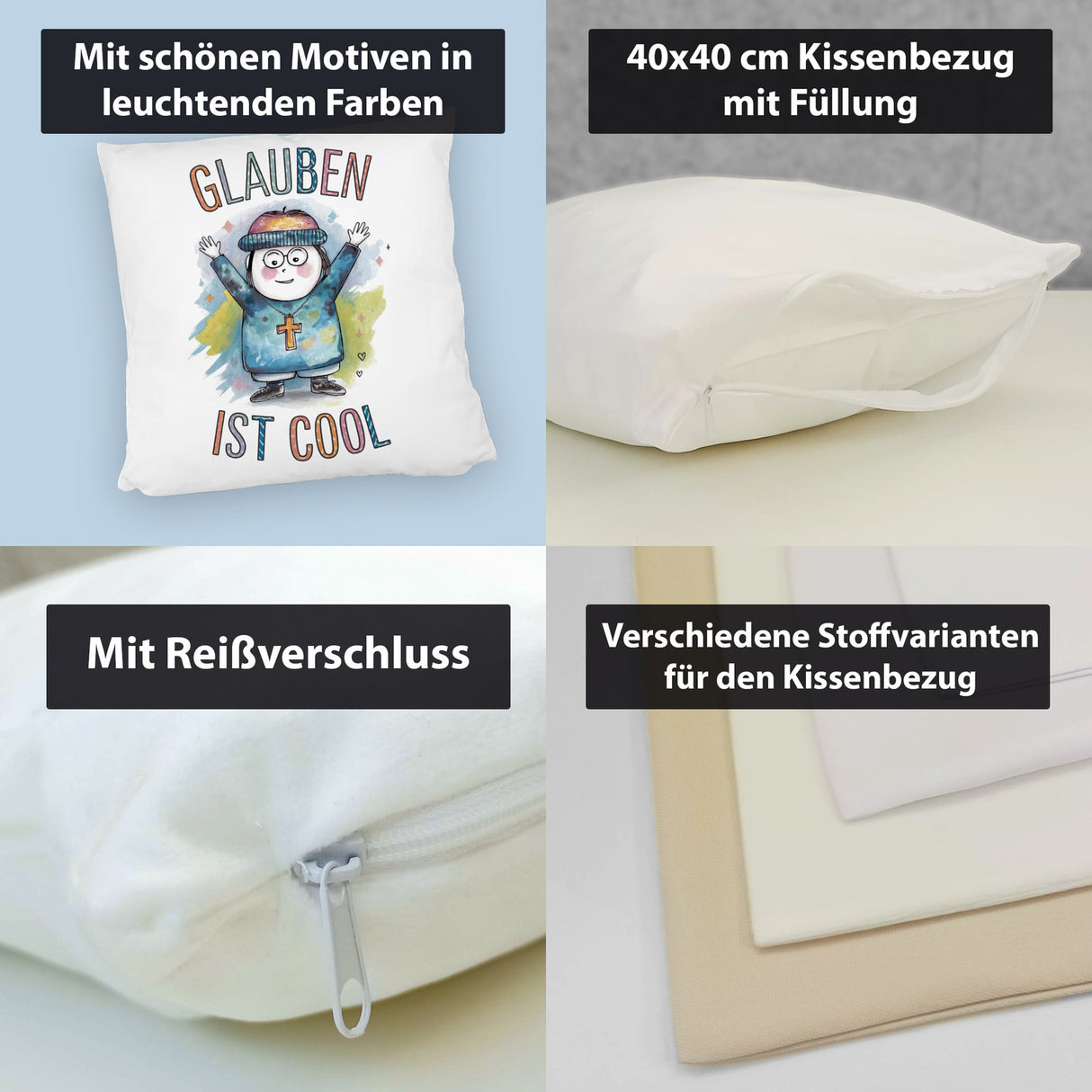 Glauben ist cool Kissen - christliches Motiv