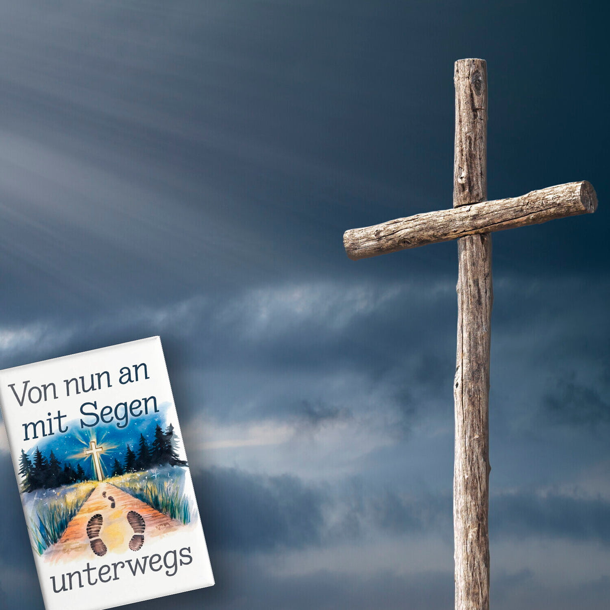 Mit Segen unterwegs Souvenir Souvenir Magnet - Segenstrahlendes Kreuz