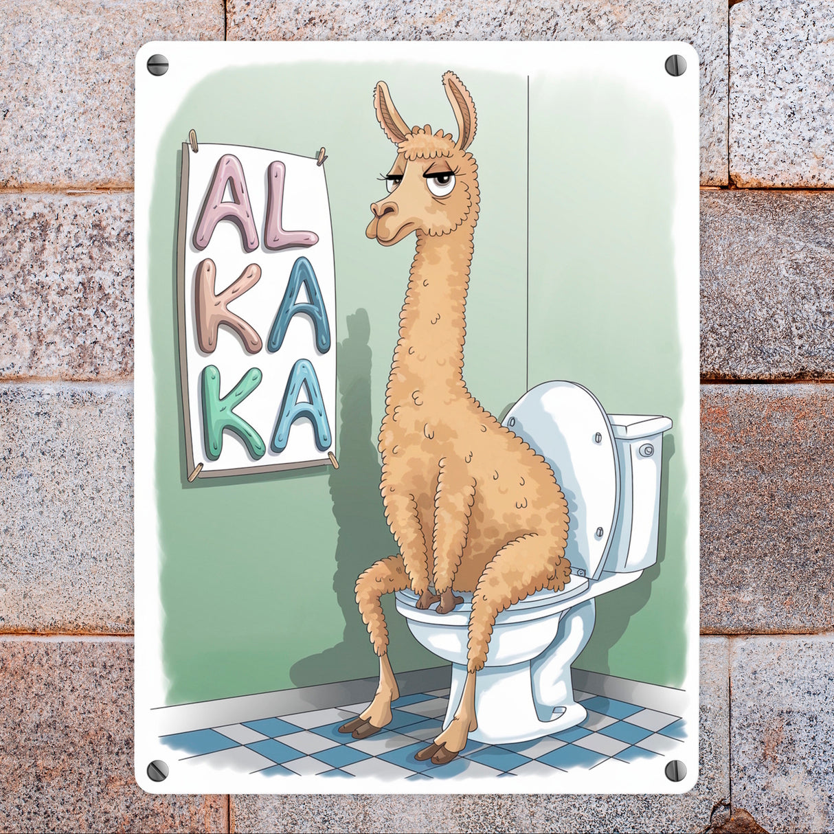 ALKAKA Lama Metallschild in 15x20 cm für Lama-Fans und das stille Örtchen
