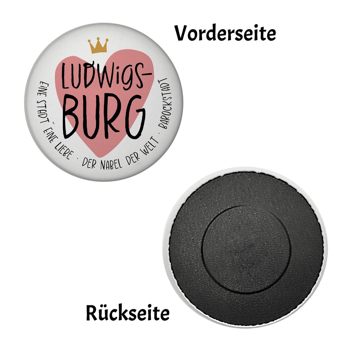 Ludwigsburg Magnet rund Herz und Text