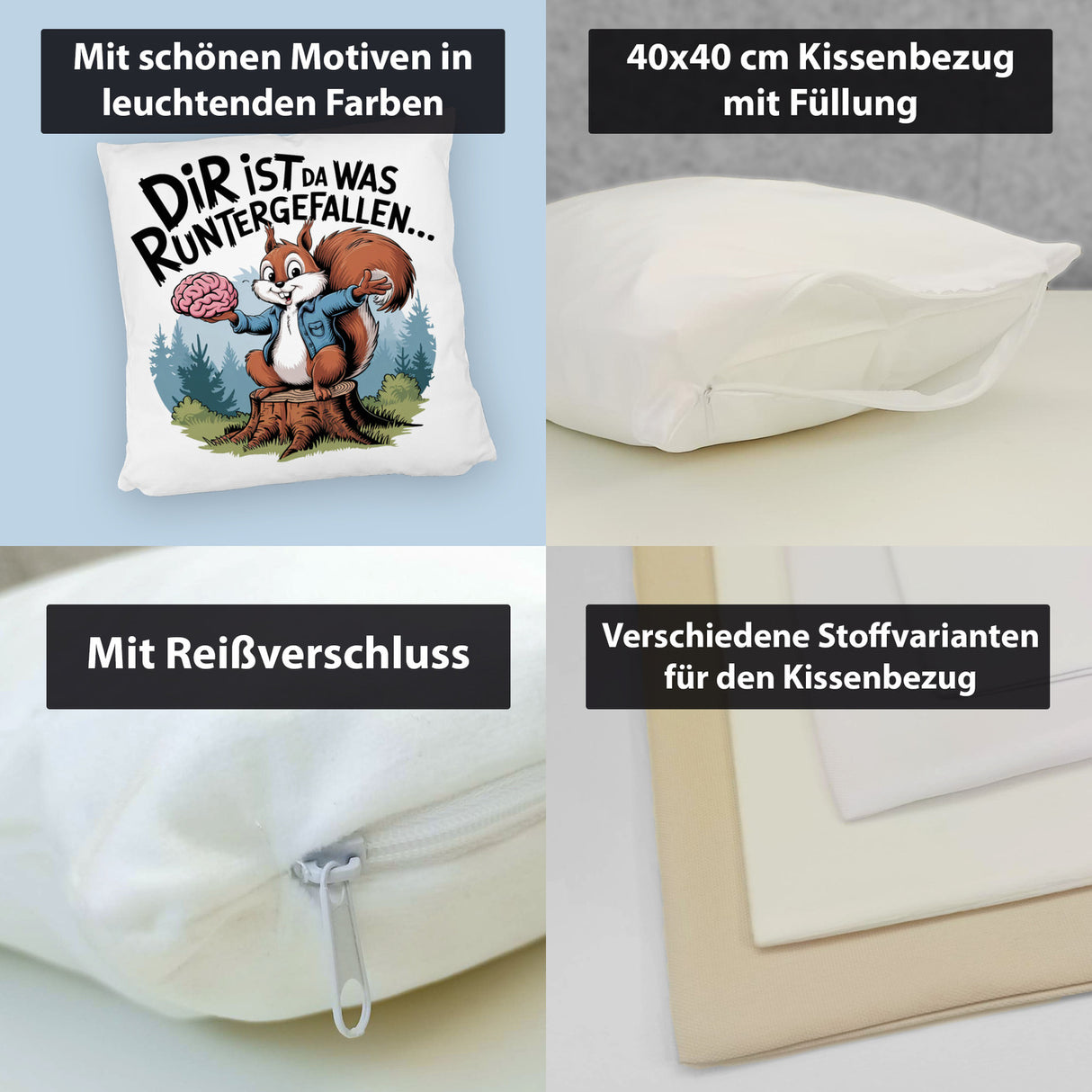 Dir ist was runtergefallen Kissen - Eichhörnchen hält Gehirn