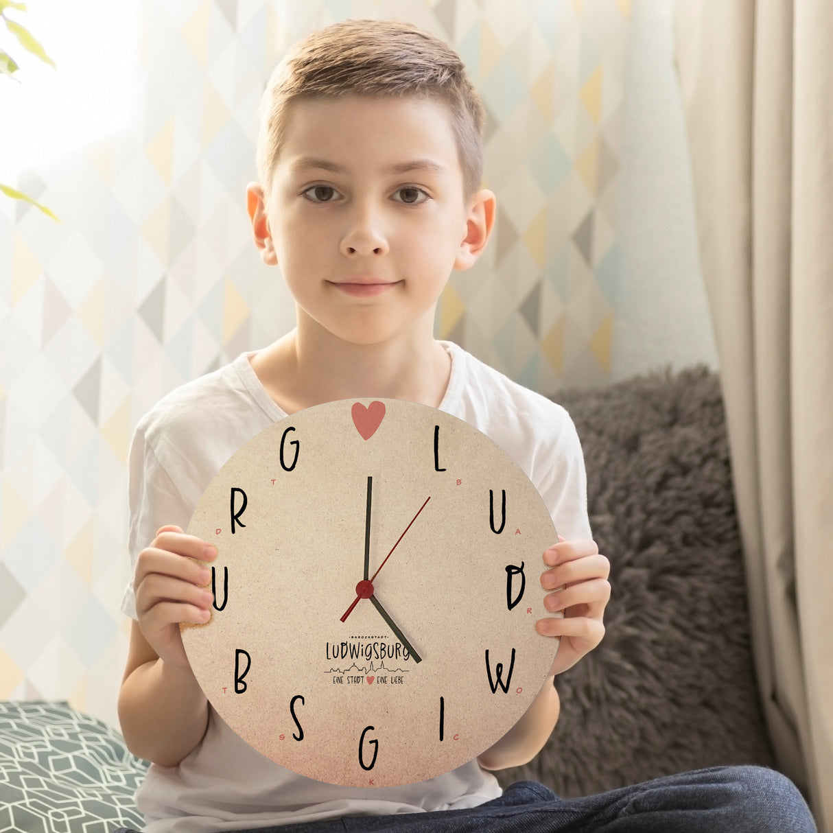 Ludwigsburg Wanduhr mit Spruch Eine Stadt - Eine Liebe