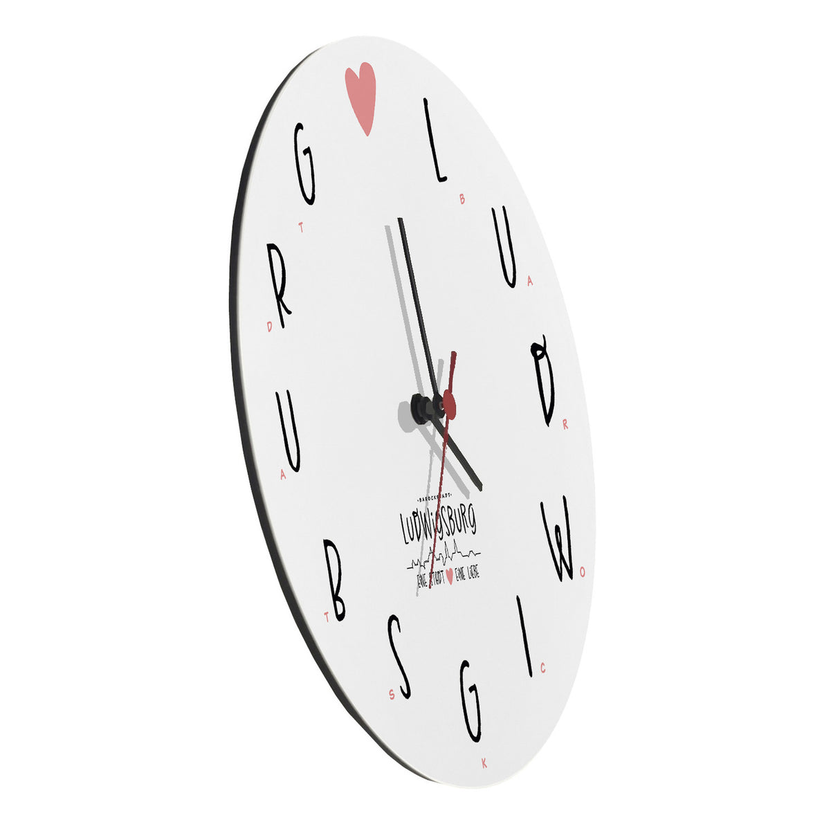 Ludwigsburg Wanduhr mit Spruch Eine Stadt - Eine Liebe
