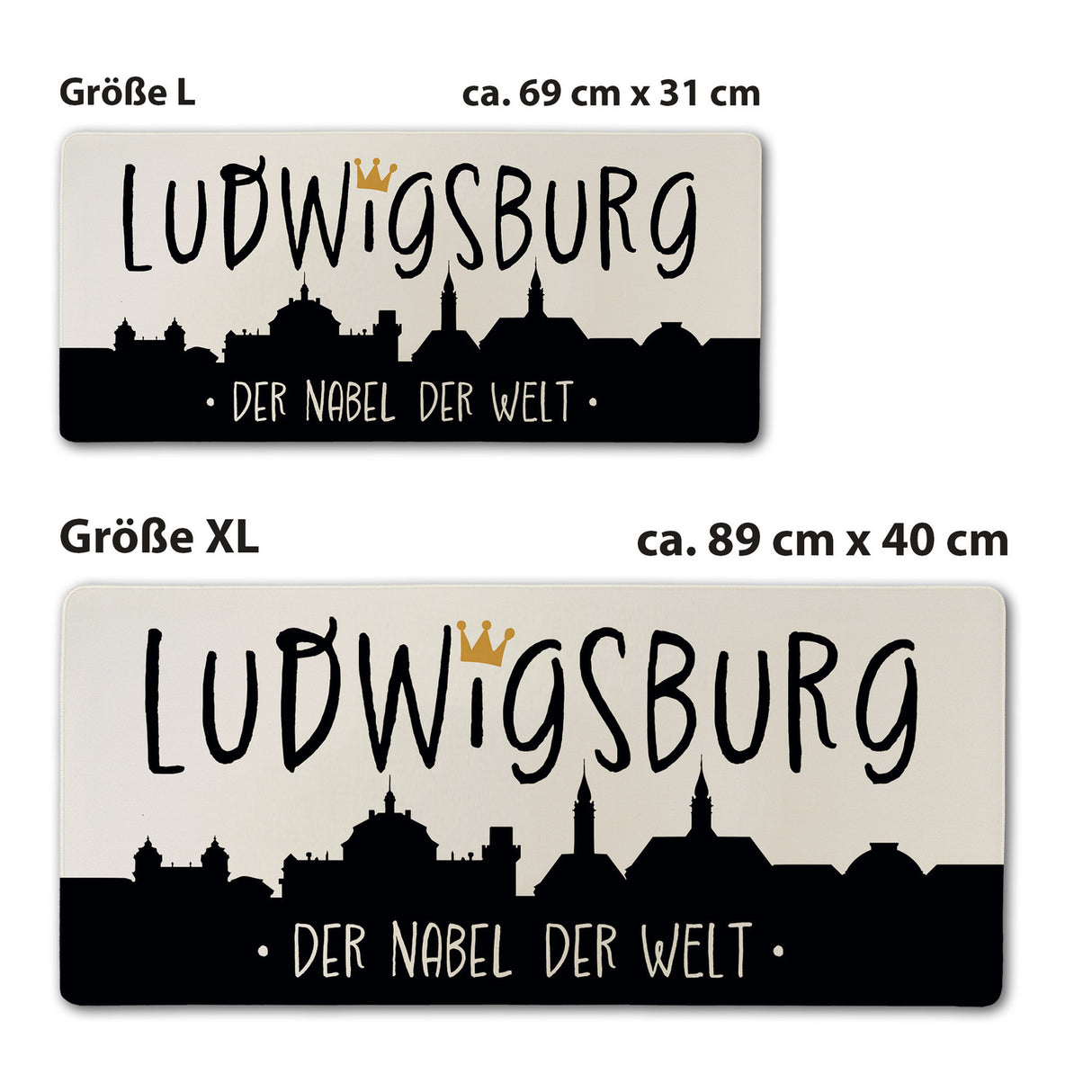Ludwigsburg Skyline Schreibtischunterlage 69x31cm XXL Mauspad - Nabel der Welt