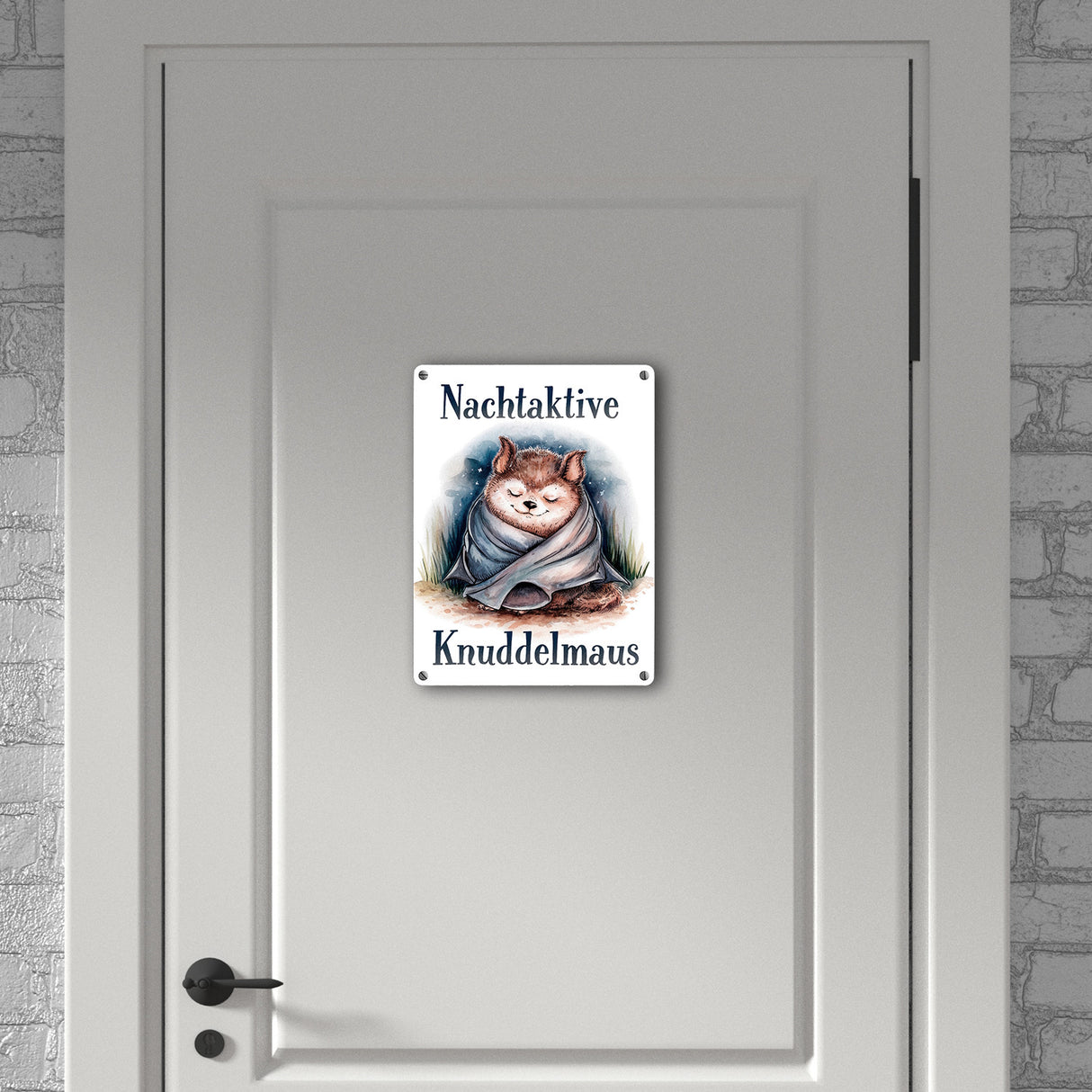 Nachtaktive Knuddelmaus Metallschild in 15x20 cm Kuschelige Fledermaus