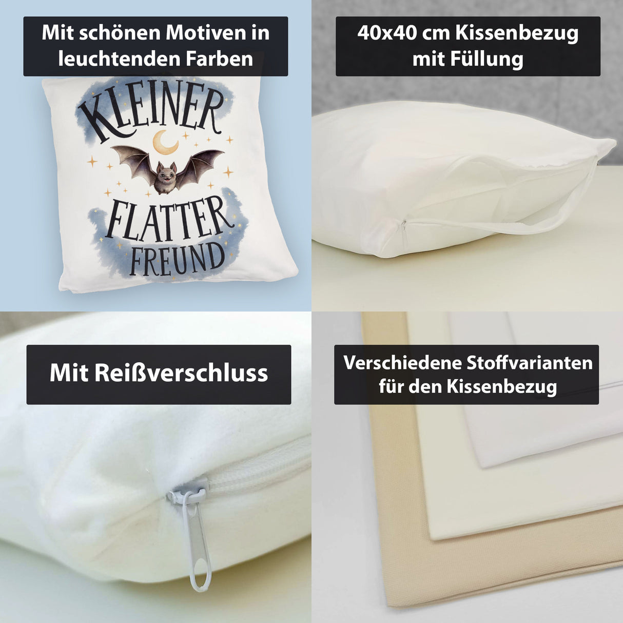 Kleiner Flatterfreund Fledermaus Kissen