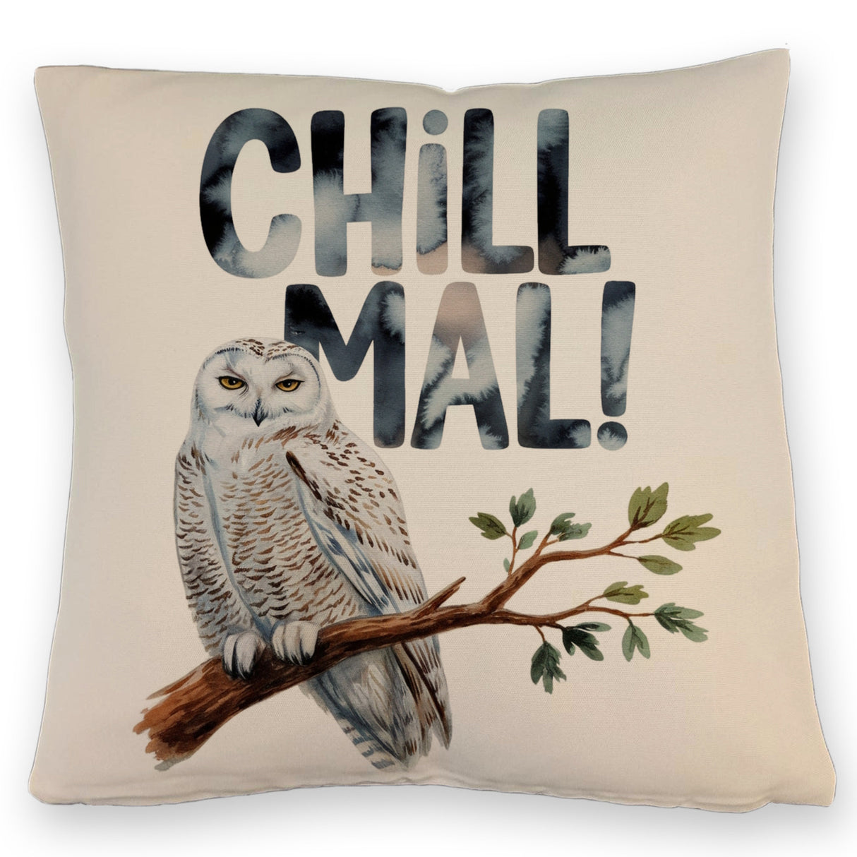 Entspannte Schneeeule Chill mal Kissen