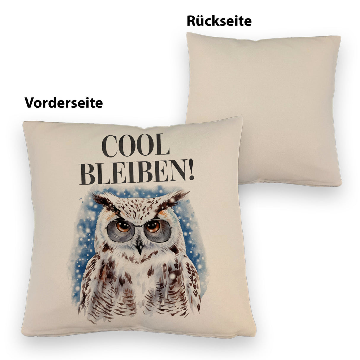 Schneeeule mit Sonnenbrille Cool bleiben Kissen