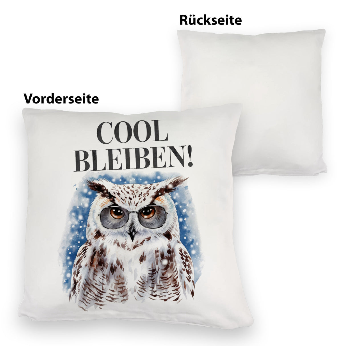 Schneeeule mit Sonnenbrille Cool bleiben Kissen