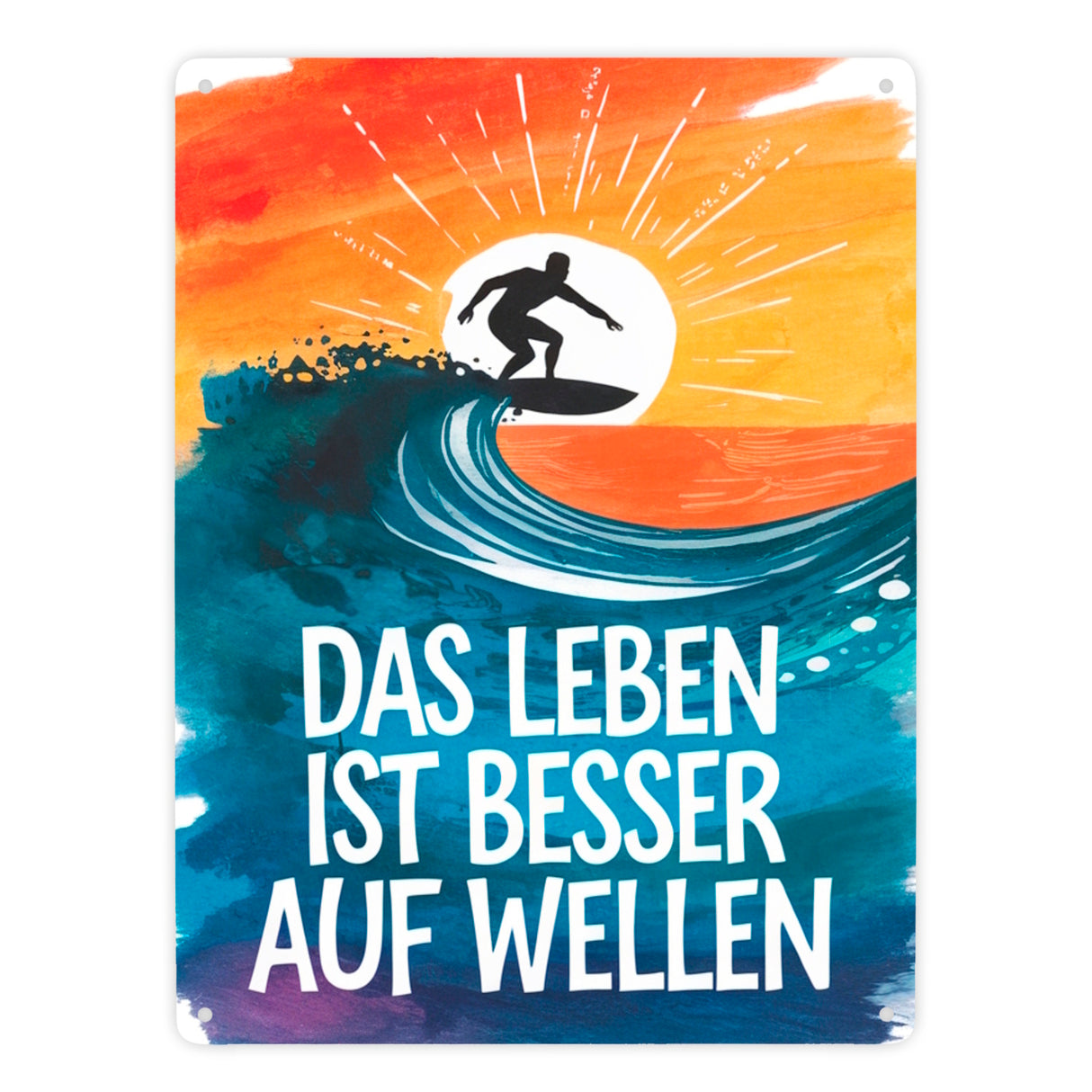 Surfer auf Welle Besser auf Wellen Metallschild in 15x20 cm