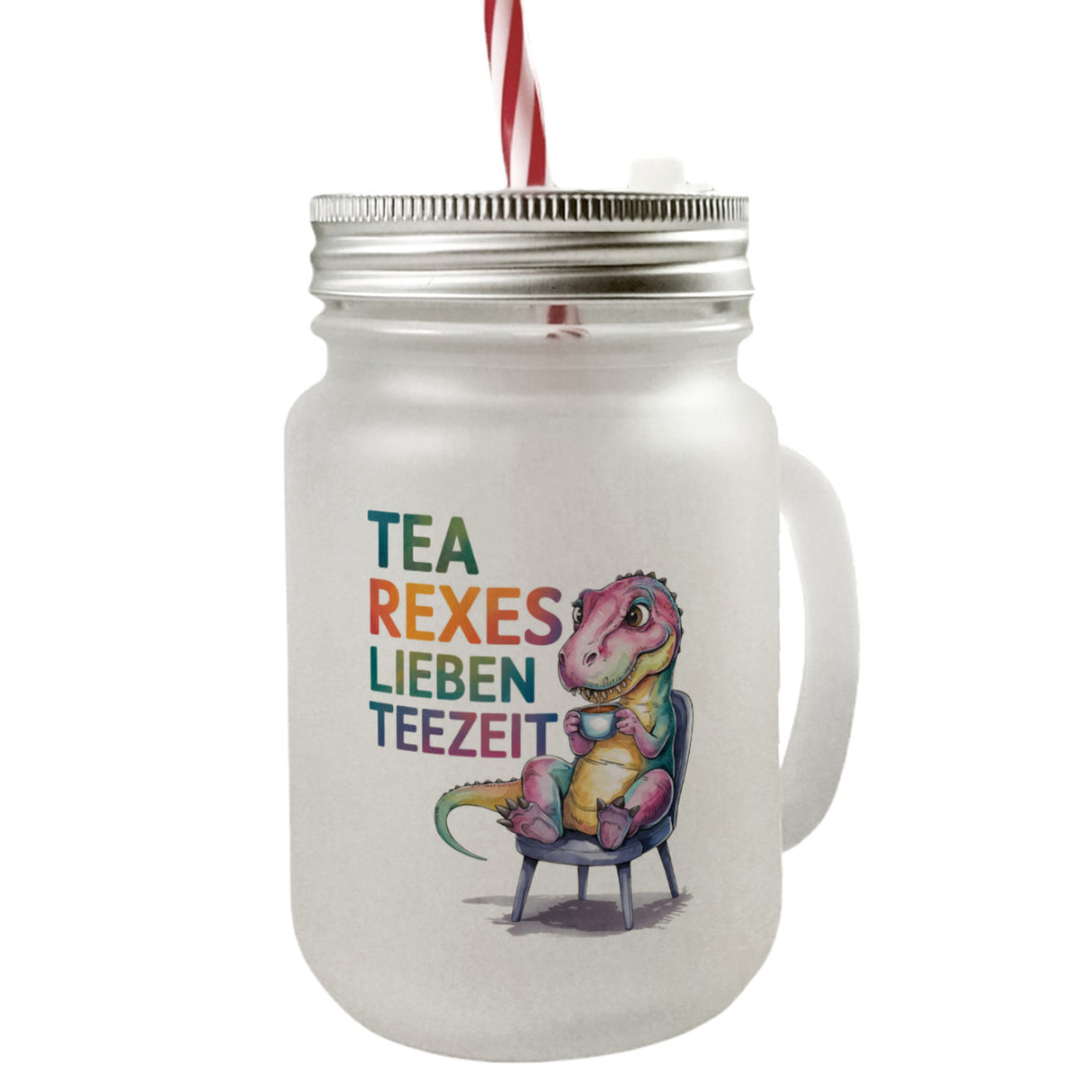 Tea rexes lieben Teezeit Trinkglas mit Bambusdeckel