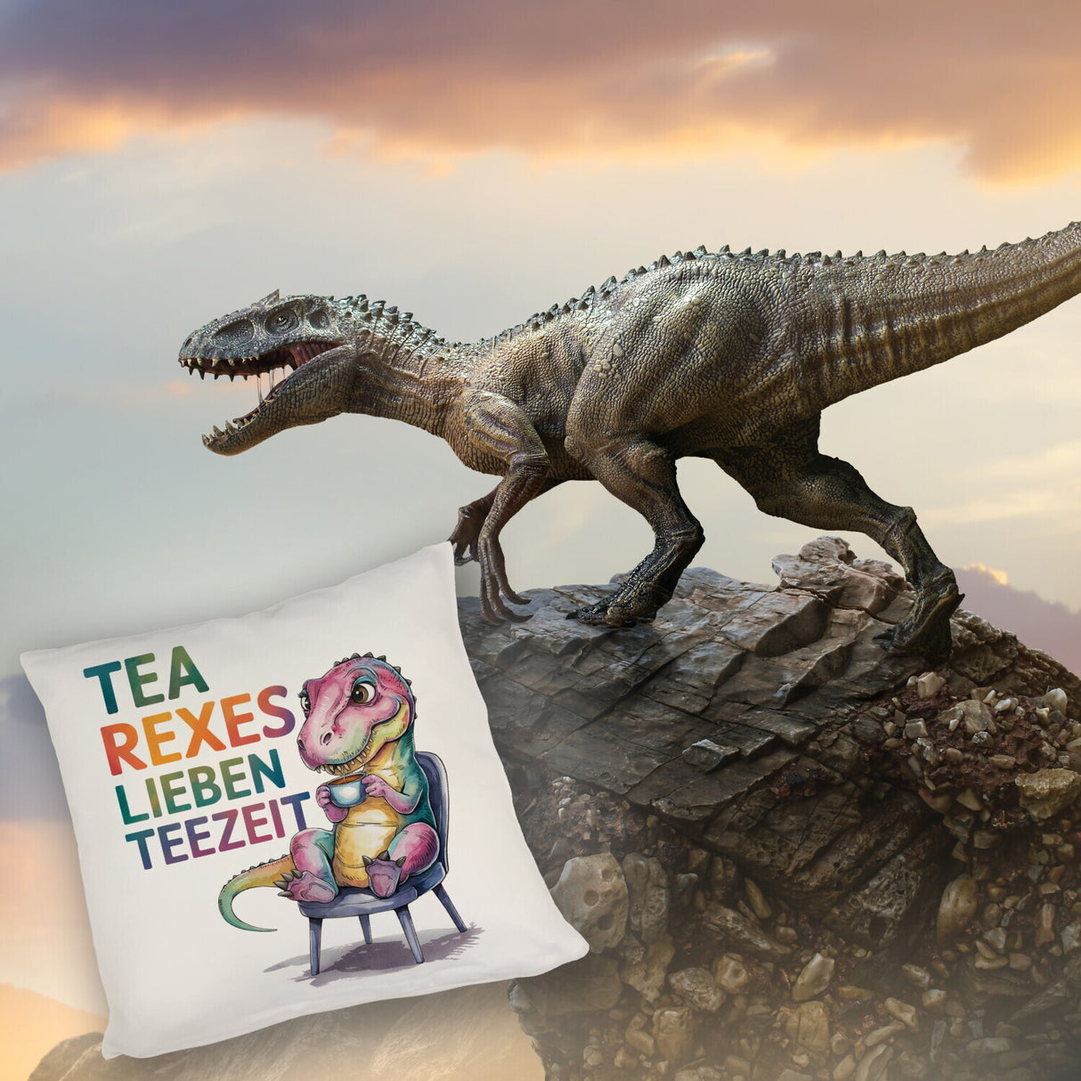 Tea rexes lieben Teezeit Kissen
