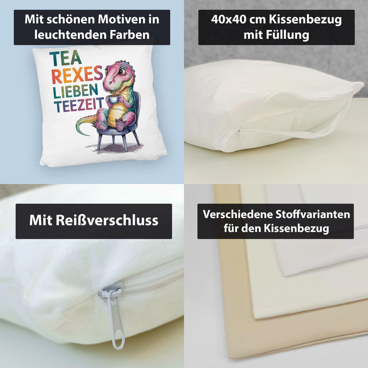 Tea rexes lieben Teezeit Kissen