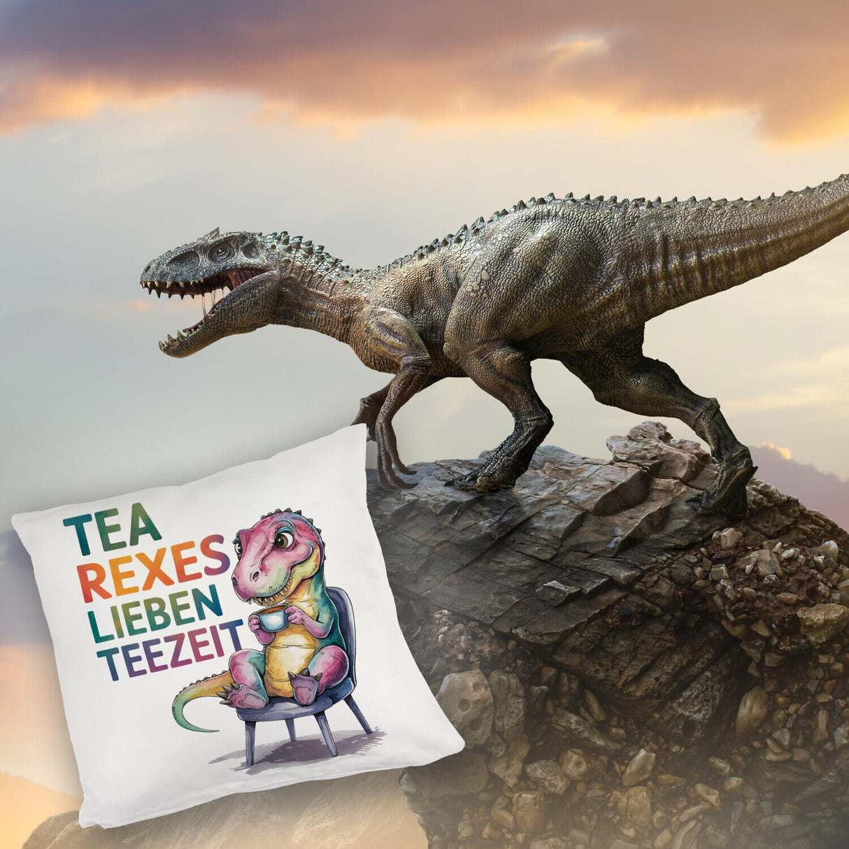 Tea rexes lieben Teezeit Kissen