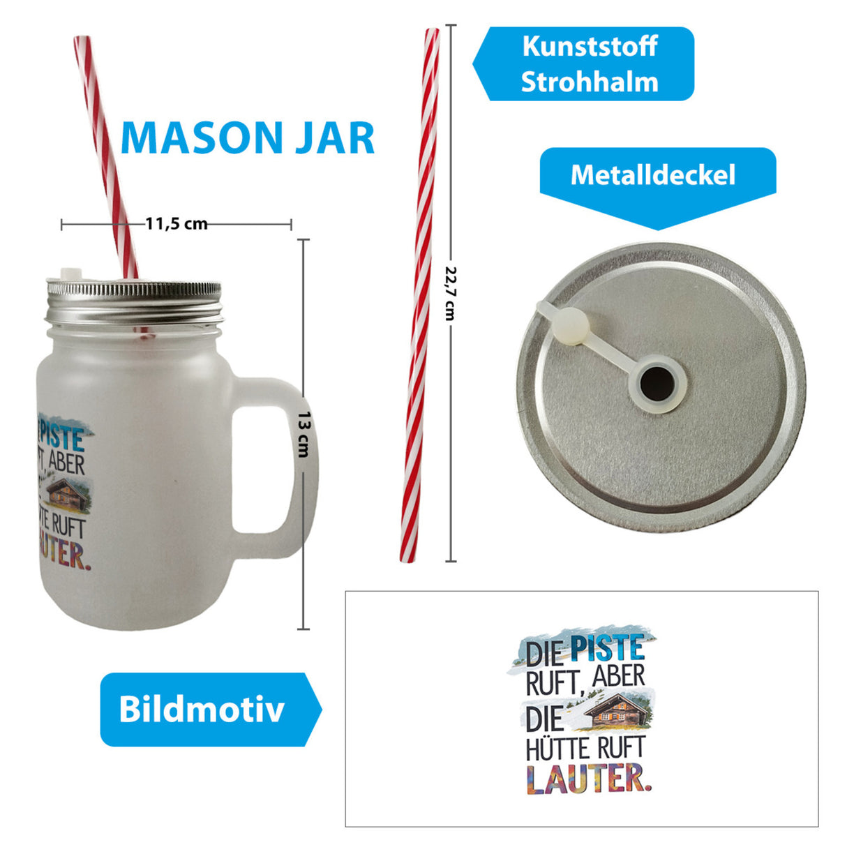 Die Piste ruft, aber die Hütte ruft lauter Trinkglas mit Bambusdeckel