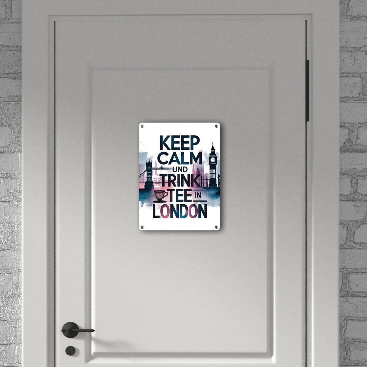 KEEP CALM UND TRINK TEE Metallschild in 15x20 cm London