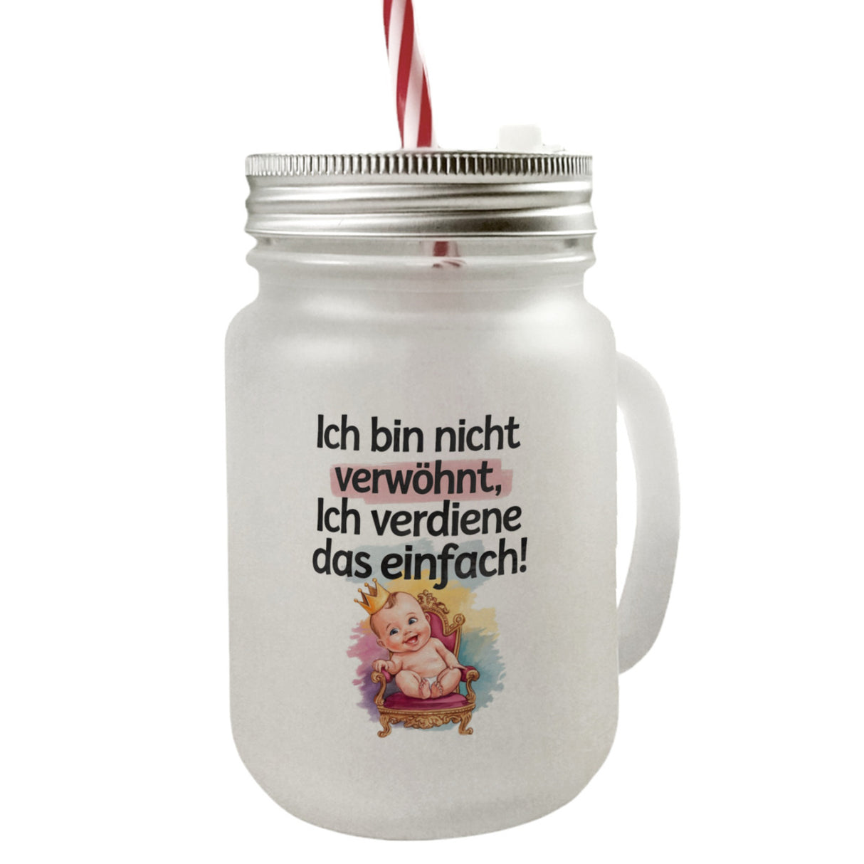 Baby auf Thron - Ich verdiene das Trinkglas mit Bambusdeckel