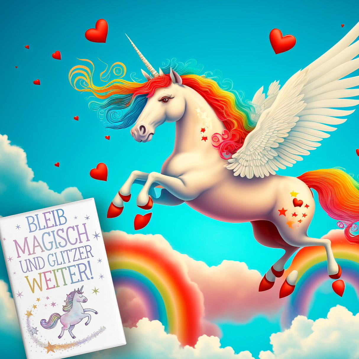 Einhorn mit Regenbogenmähne Souvenir Souvenir Magnet Bleib magisch, glitzer weiter