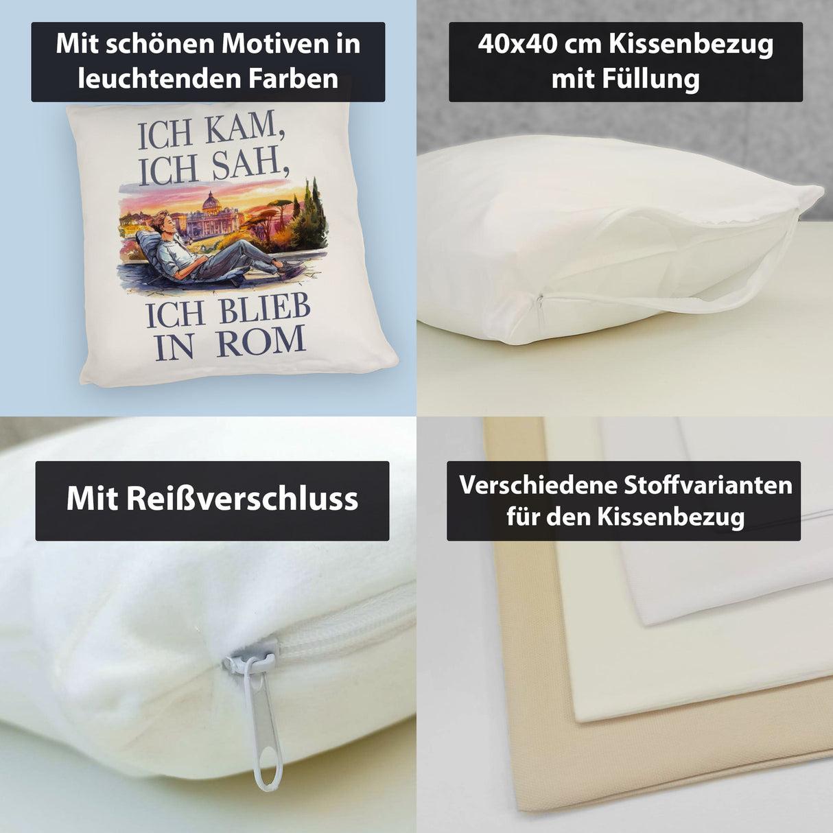 Ich kam, ich sah, ich blieb in Rom Kissen