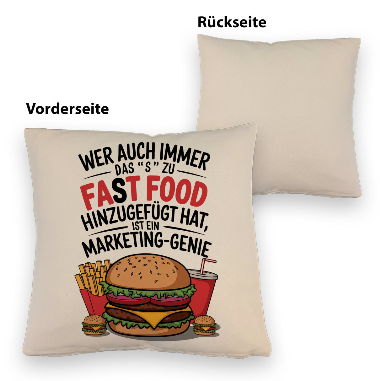 Fast Food - FAT FOOD Kissen für Burger Fans