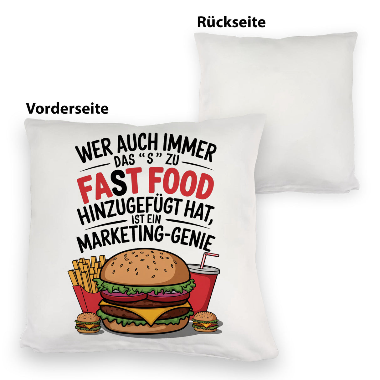 Fast Food - FAT FOOD Kissen für Burger Fans