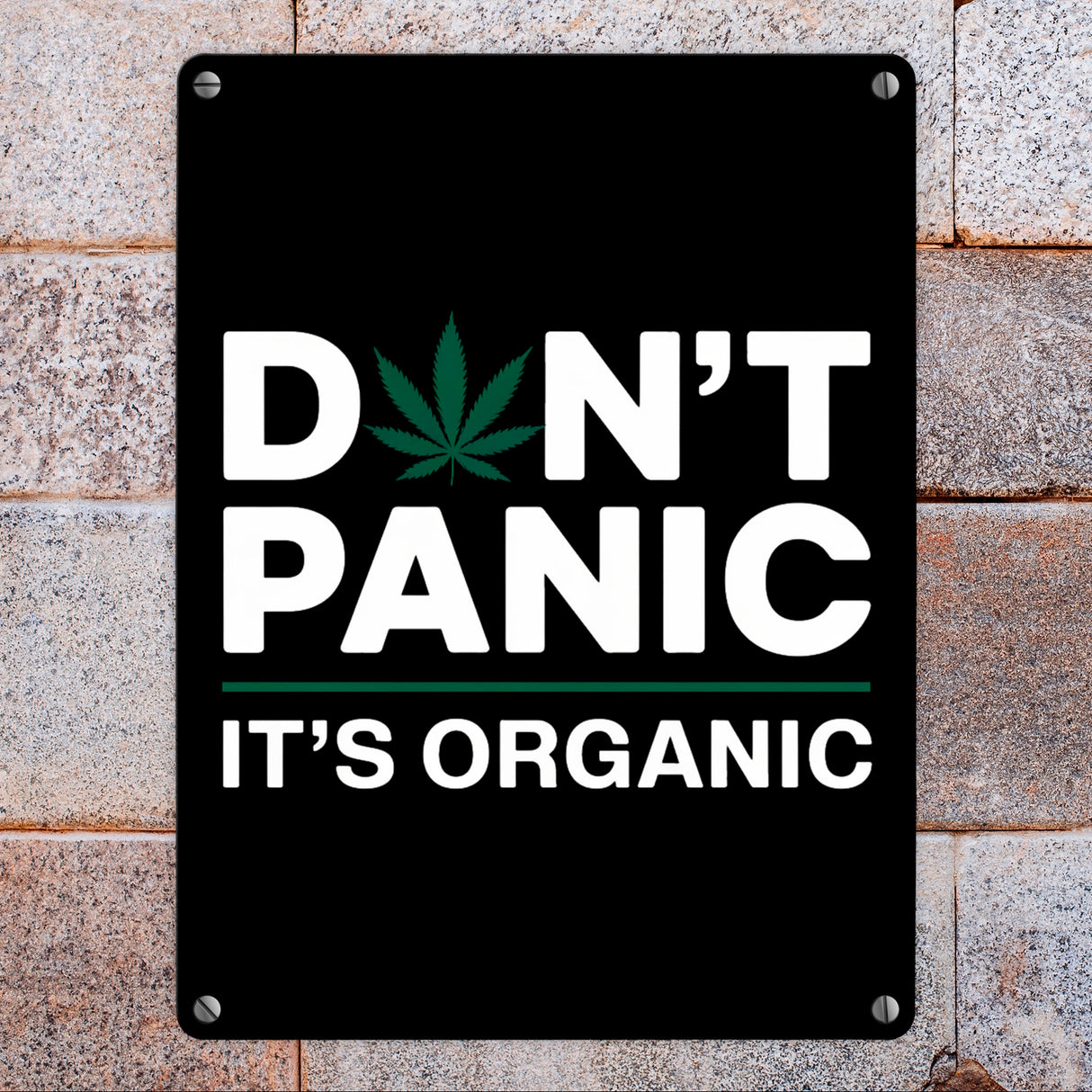 Cannabis Meme Spruch Metallschild in 15x20 cm DON'T PANIC