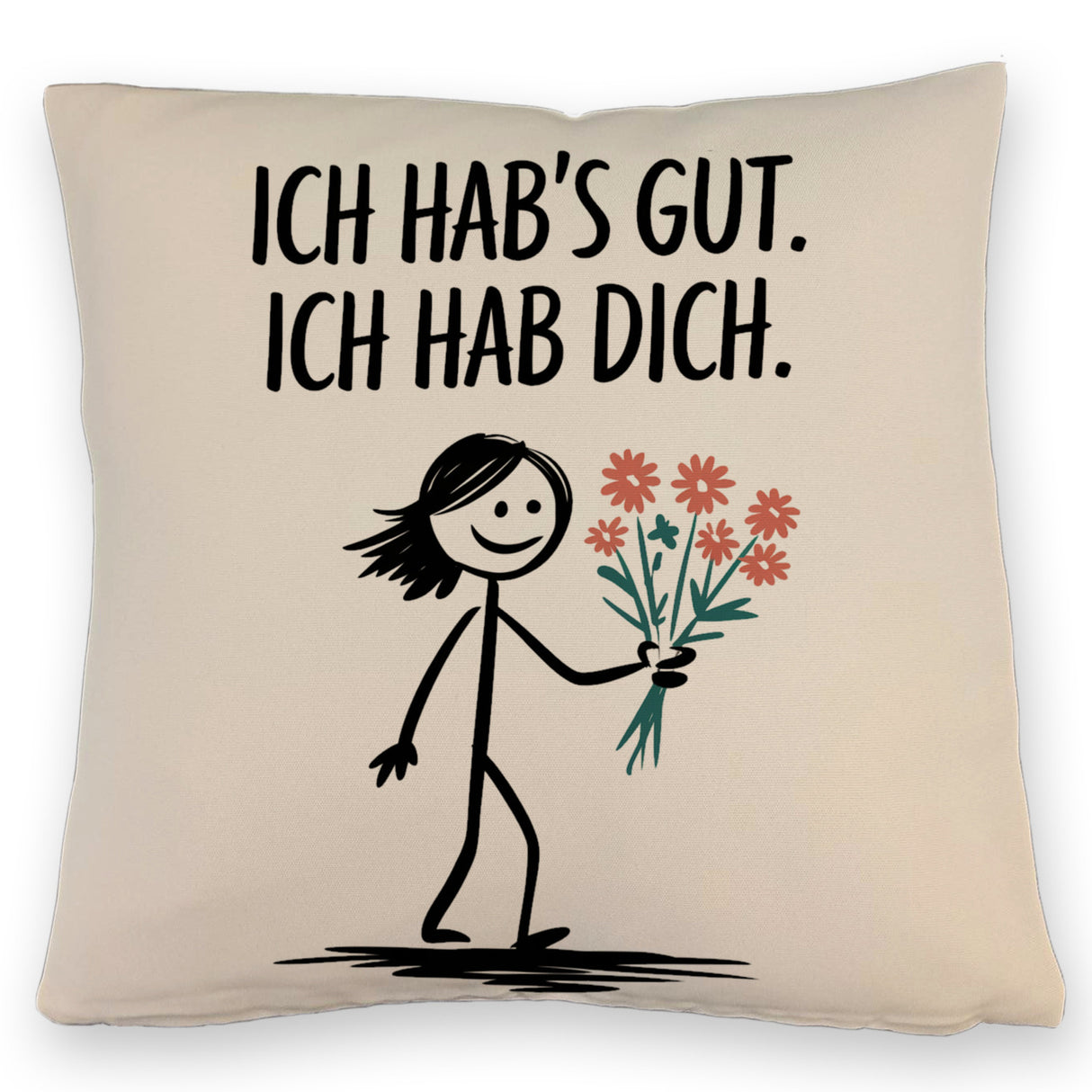 Ich hab's gut - Ich hab dich Kissen mit Strichmännchen