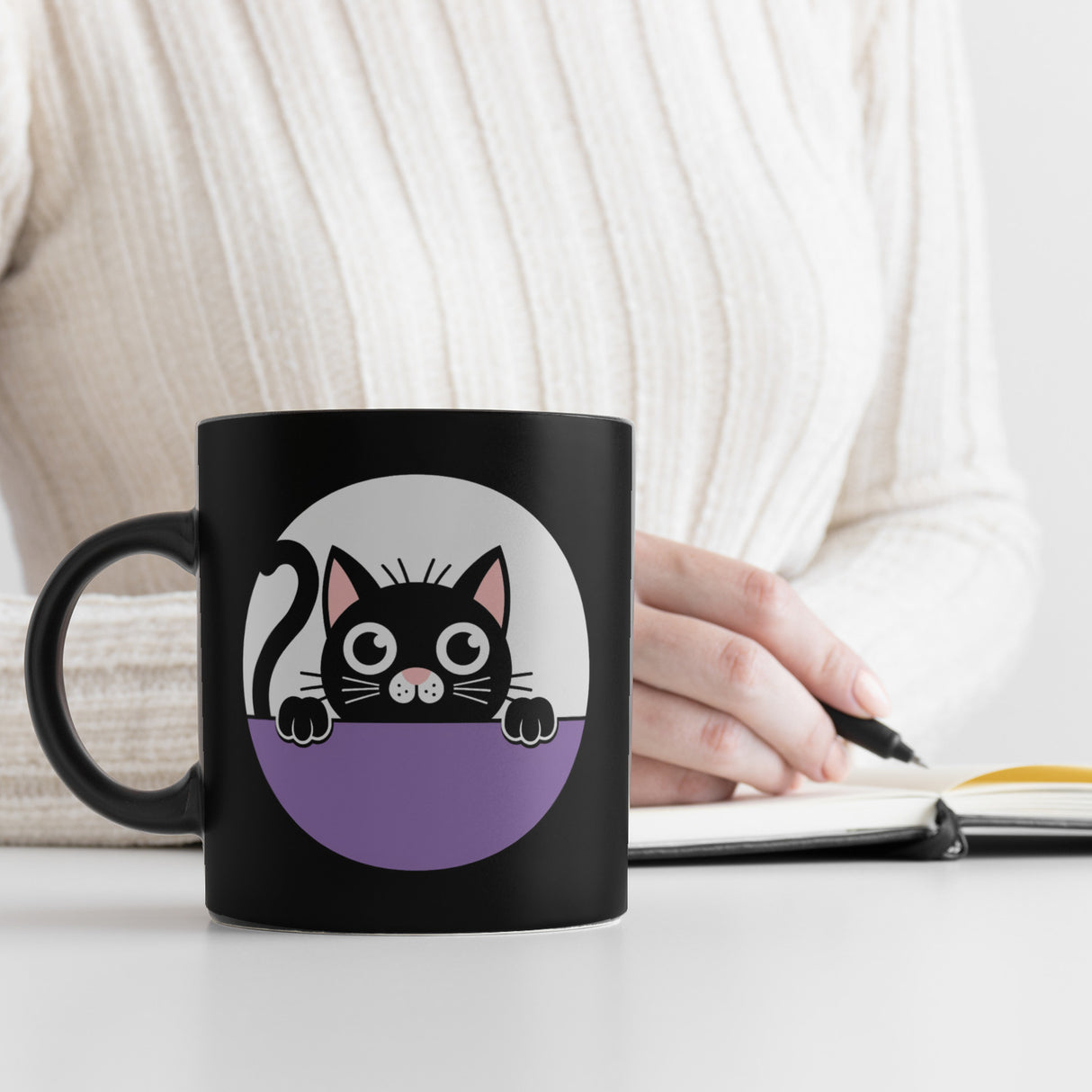 Schwarze Katze Tasse für Katzenliebhaber