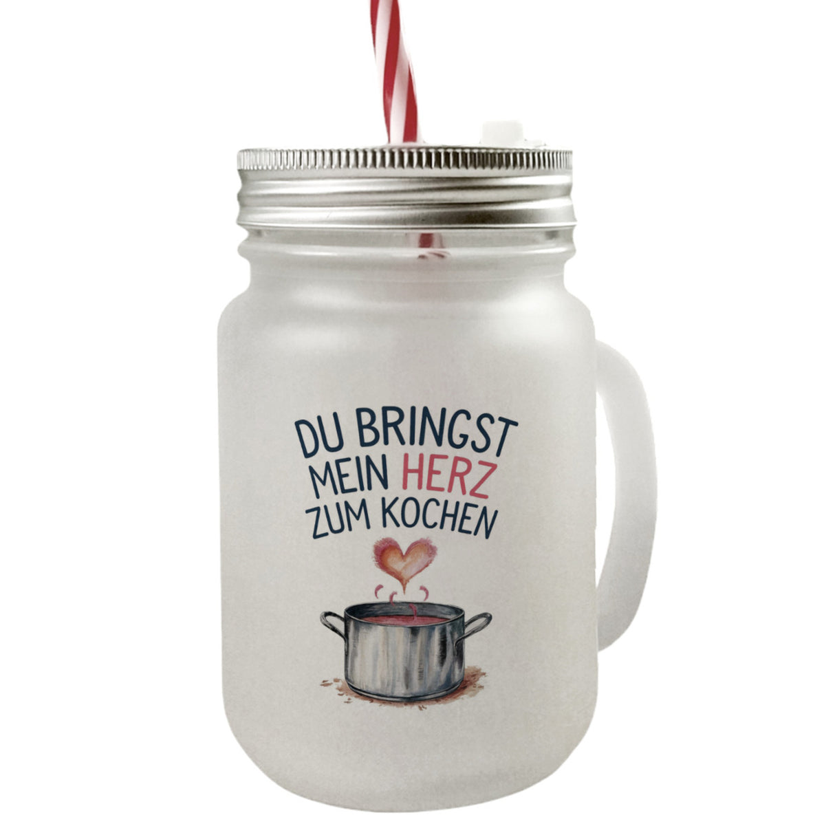 Du bringst mein Herz zum Kochen Trinkglas mit Bambusdeckel