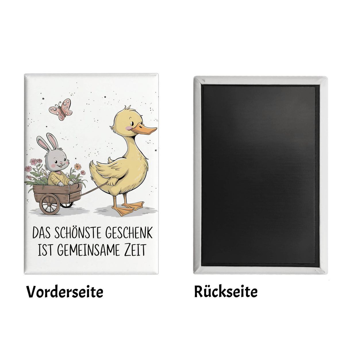 Schöne gemeinsame Zeit Souvenir Magnet Ente Kaninchen Blütenwagen