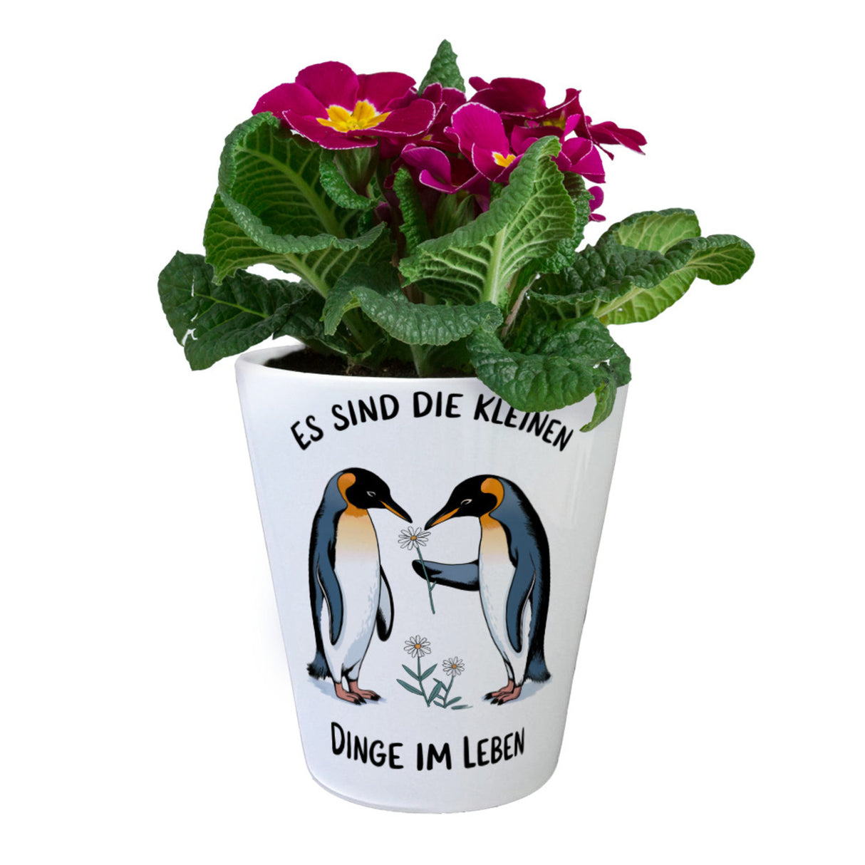 Pinguine mit Blumenstrauß Blumentopf Kleine dinge im Leben
